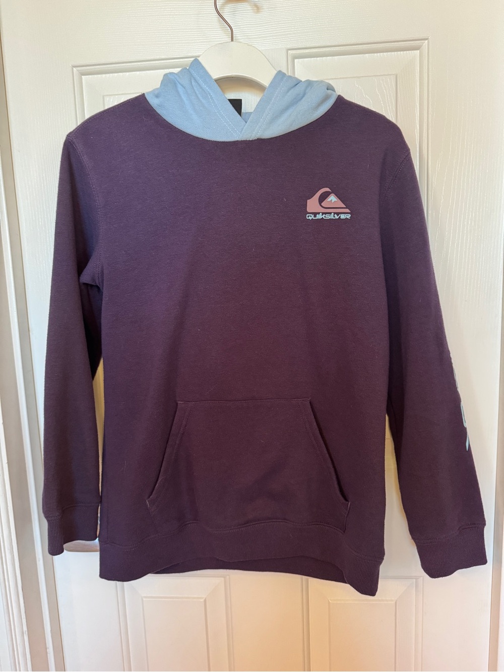 Quiksilver Kid’s Purple Pullover Hoodie with Light Blue Hood